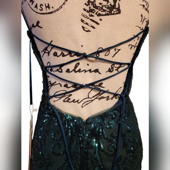 PromGirl Rated PG - Green Statement-Back Long Sequin Prom Dress - Picture 10 of 14